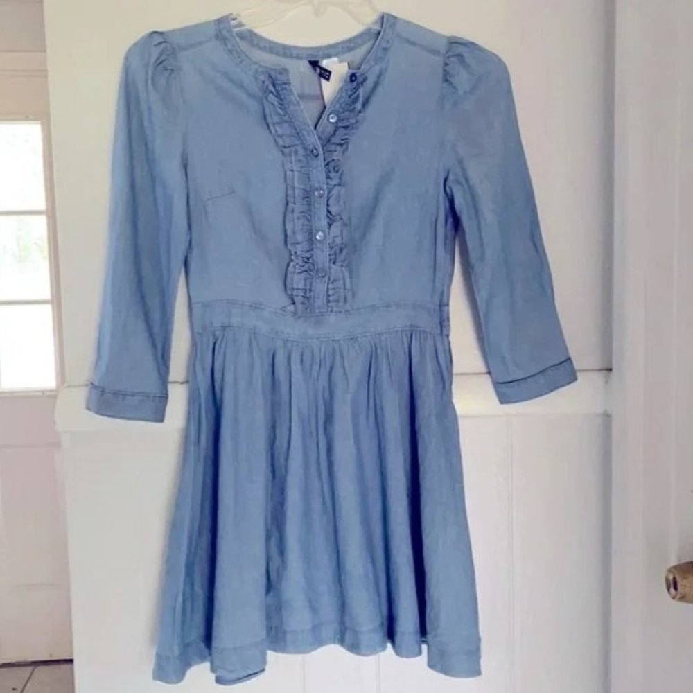 Divided Chambray Ruffle Dress